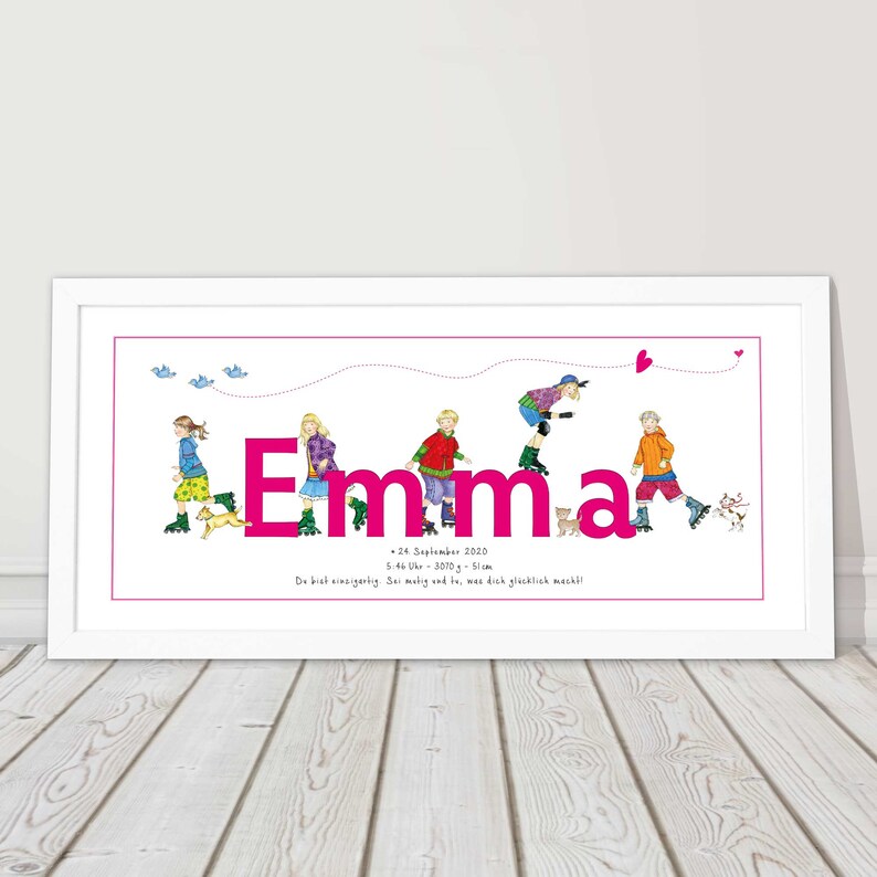 Kinderbild personalisiert Bild mit Name weiss