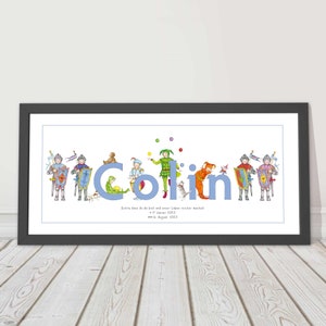 Knight children's name personalized with frame schwarz