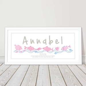 Picture children's room personalized gift for birth baptism weiß