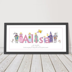 Namensbild inklusive Rahmen Babygeschenk personalisiert Bild 2