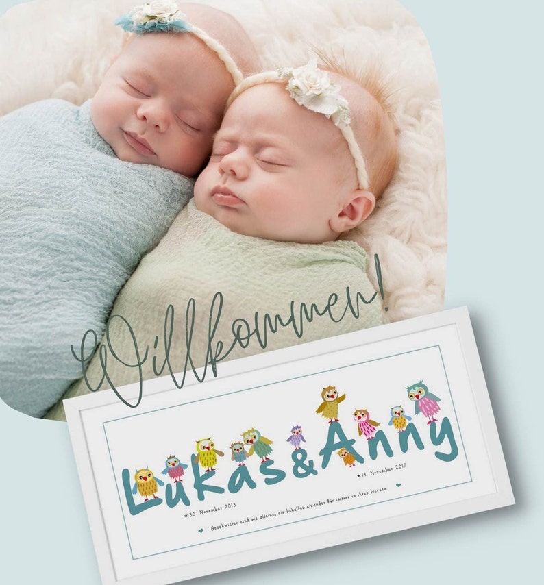 Personalized Nursery Picture Siblings Twins image 4