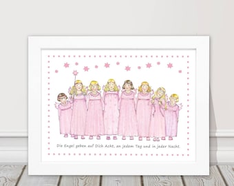 Guardian angel children's room picture girl personalized