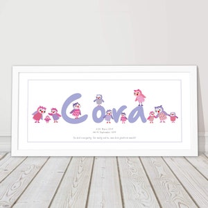 Picture personalized with name including frame flieder