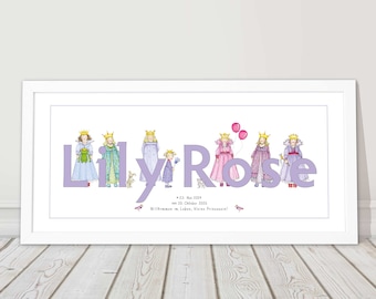 Princess picture name personalized girl christening gift