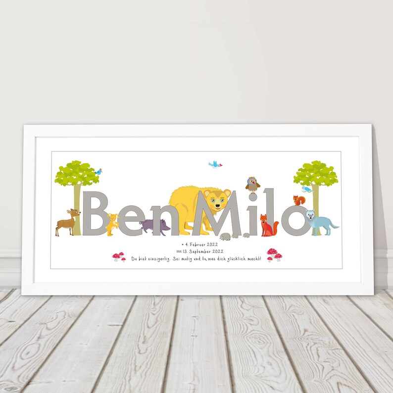 Picture with name personalized birth christening gift image 1