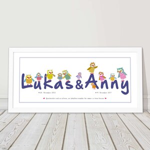 Gemini picture personalized with name and dates Gift for birth Christening gift weiss