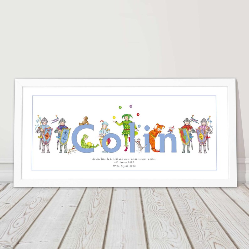 Knight children's name personalized with frame weiß