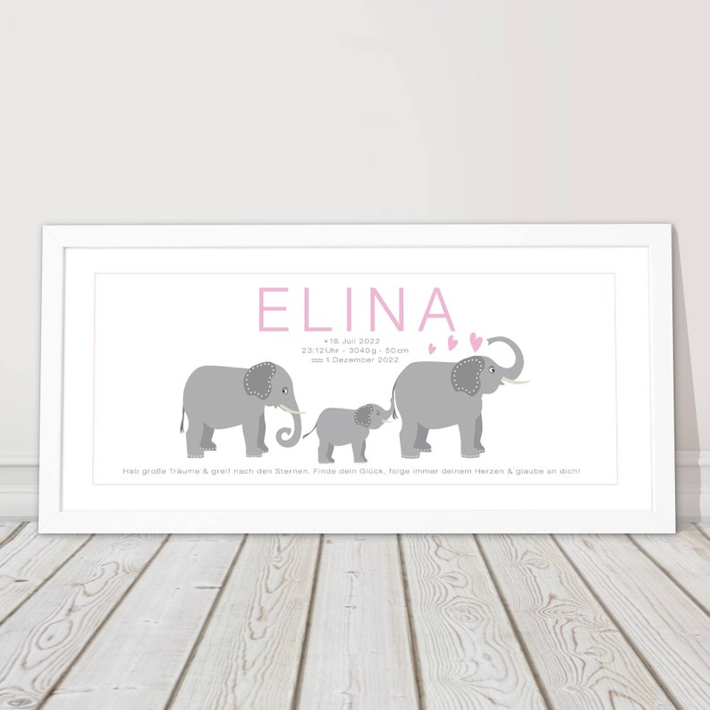 Name picture personalized including frame weiß