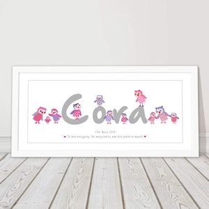 Picture personalized with name including frame grau