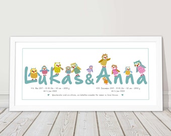 Personalized Nursery Picture Siblings Twins