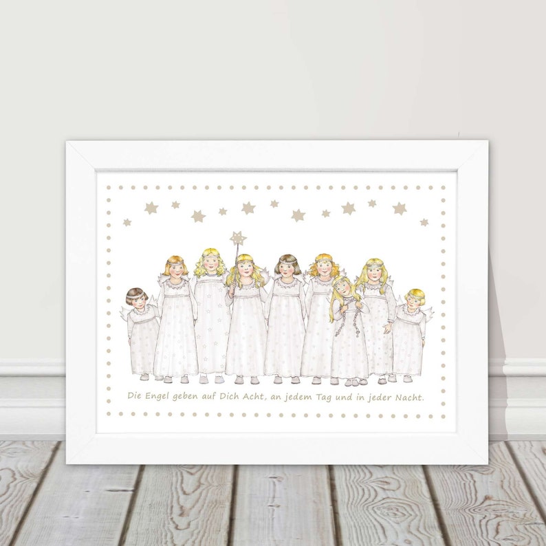 Guardian angel picture baby gift personalized baptism gift weiss