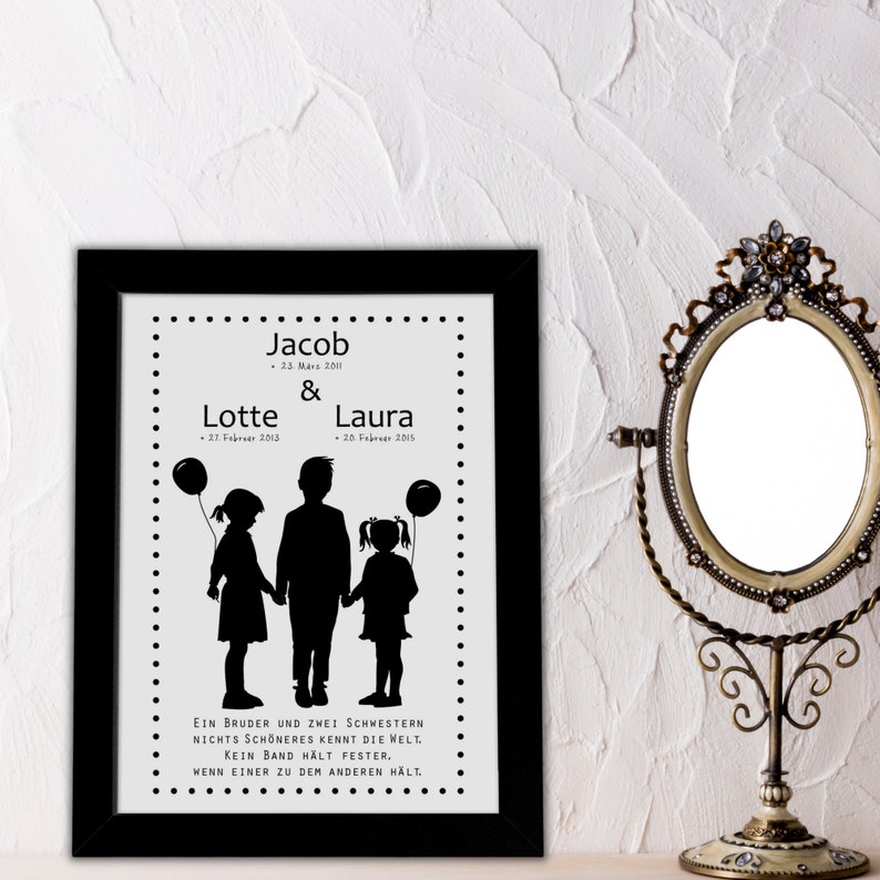 Picture with names siblings children's room picture personalized name picture image 7
