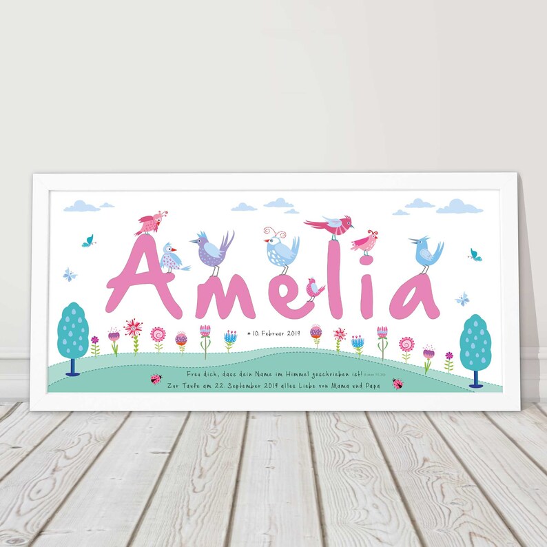 Children's picture name personalized baptism gift baby gift birth weiß