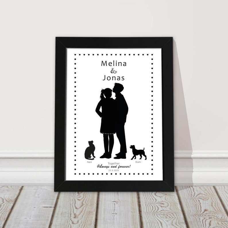 Personalized Picture for Couples Wedding Gift Anniversary Reminder schwarz