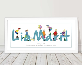 Geschenk Geburt Baby Namensbild Taufgeschenk personalisiert  Bild mit Namen