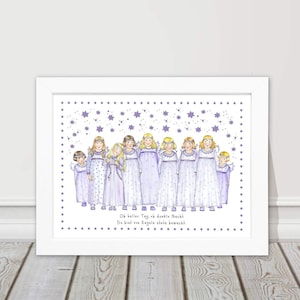 Baby gift Picture for birth Girl Baptismal gift Children's room picture Angel DIN A4 image 1