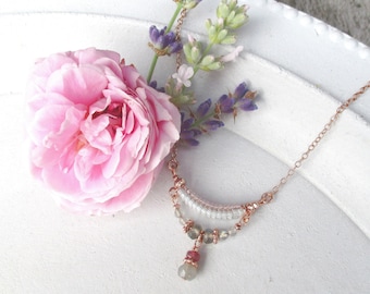 Gemstone mix delicate necklace 14k rose gold plated