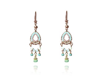 Sparkling earrings 925 silver rose gold plated