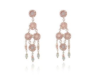 Morganite & Aquamarine 925 Silver Studs