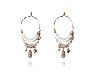 Gemstone hoop earrings 14k rose gold