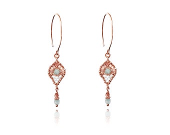 Aquamarine earrings 925 silver rose gold plated