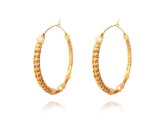 Moonstone hoop earrings 14k goldfilled
