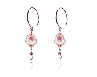 Delicate gemstone mix earrings 925 silver rose gold plated