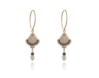 Morganite and spinel earrings 925 silver gold plated