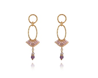 Lavender ear studs 925 silver gold plated