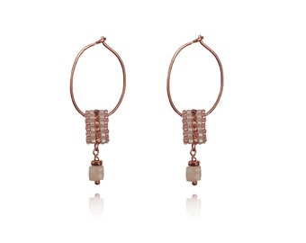 Moonstone Earrings 925 Silver rose gold plated