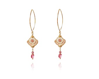 Tourmaline Earrings 925 Silver Gold Plated