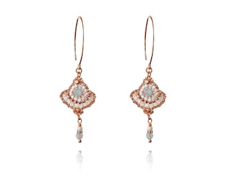 Aquamarine earrings 925 silver rose gold plated