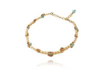 Amazonite Bracelet 925 Silver Gold Plated