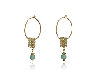 Amazonite Earrings 925 Silver 24k Gold Plated