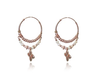 Daisy Pink Opal Hoop screeds 925 silver rose gold plated