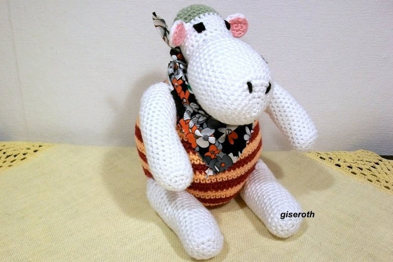 Nilpferd Baumwolle gehäkelt 18 cm Amigurumi Bild 1