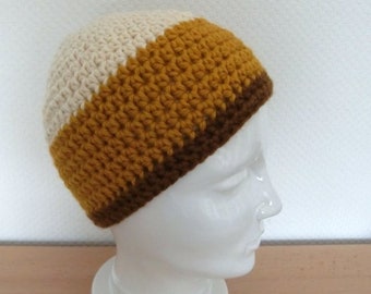 Mütze Häkelmütze Beanie Wintermütze beige/ocker