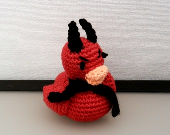 Duck duckling devil cotton crocheted red