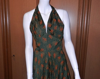 Vintage Kleid Partykleid langes Kleid Gr. 42 oliv