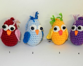 Amigurumi keychain owls crocheted 5 cm cotton