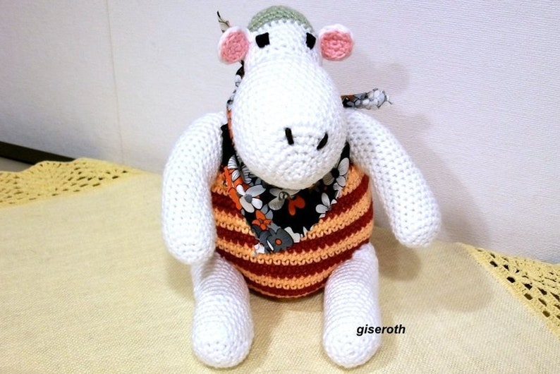 Nilpferd Baumwolle gehäkelt 18 cm Amigurumi Bild 2