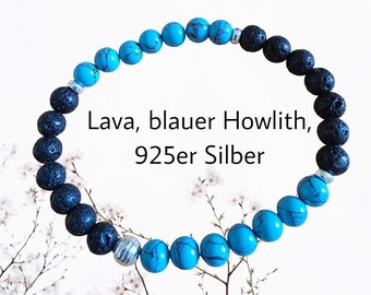 Lava, blauer Howlith, strech, Armband