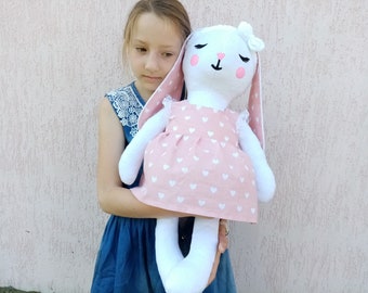 Bunny plush toy Animal toy Decorative plush figure Large lovely Bunny Handmade Decorative Plush Toy Gift for girl Made to order