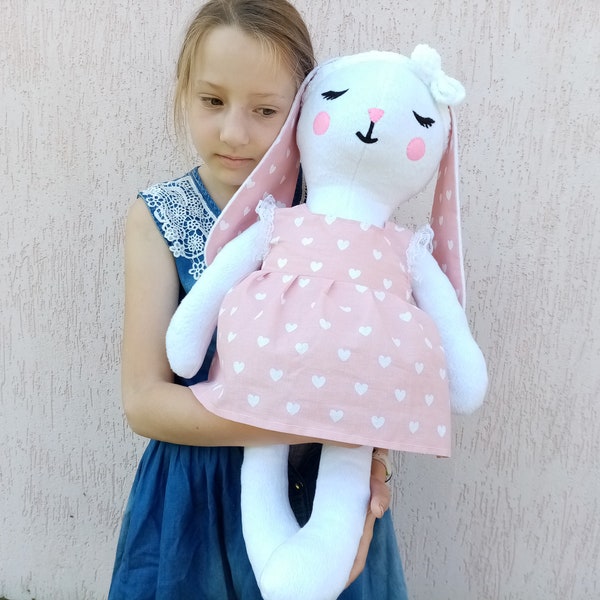 Bunny plush toy Animal toy Decorative plush figure Large lovely Bunny Handmade Decorative Plush Toy Gift for girl Made to order