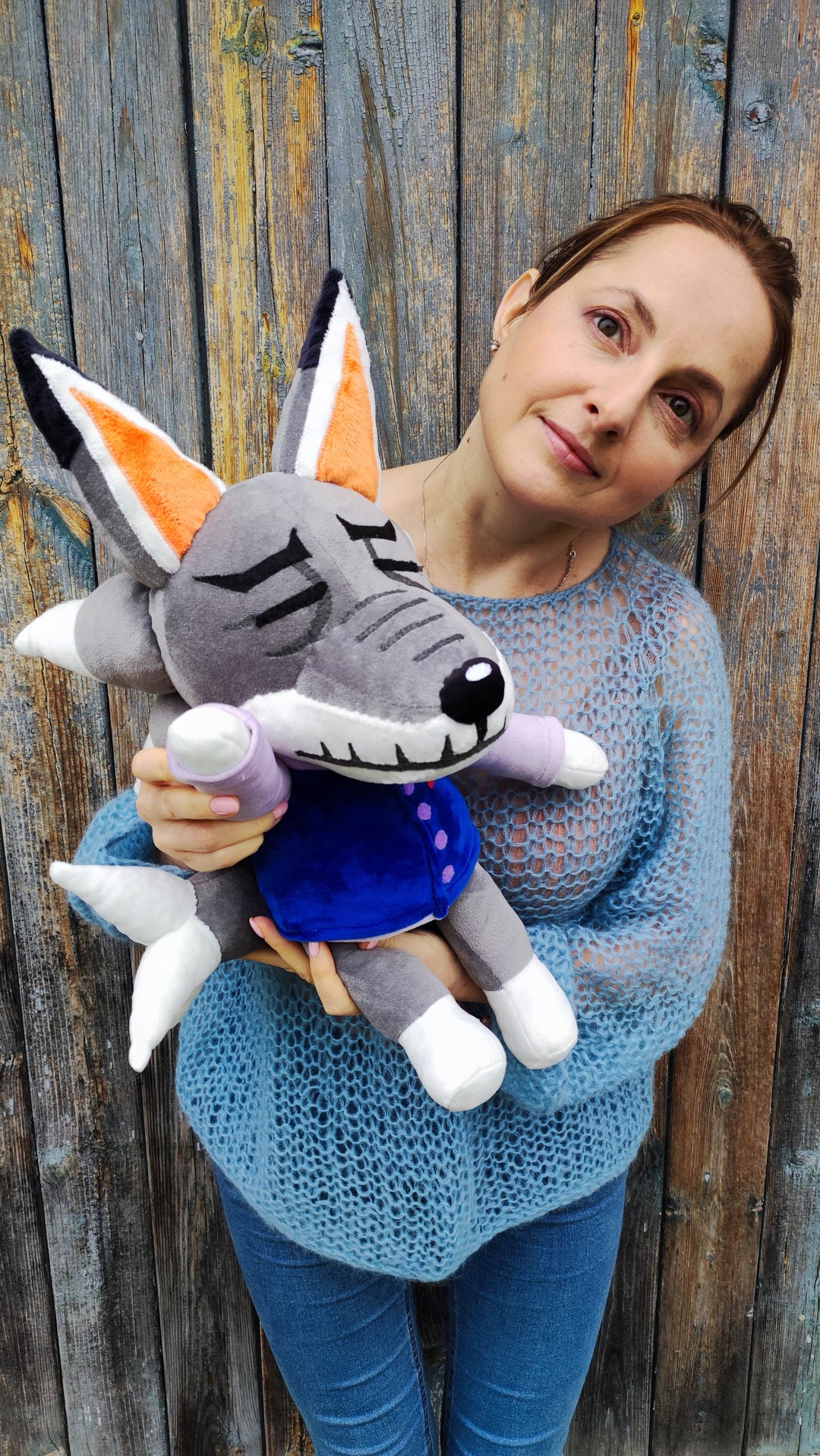 Dobie Animal Crossing Plush Toy Dobie the Wolf Villager Animal Crossing Handmade Plush