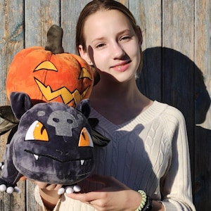 Halloween Bulbasaur Plush with Pumpkin Handmade plush Pumpkin Bulbasaur Home decor  Decorative plush toy Made to order