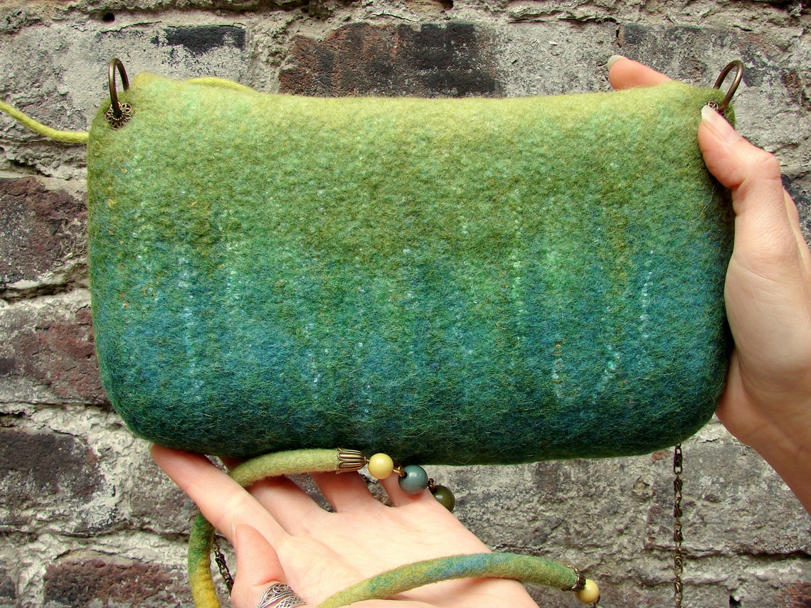 Elegant Felted Bag Wool felt Bag Unigue Wool purse Handmade Etsy