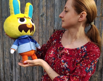 Gaston Animal Crossing peluche Gaston coniglio abitante del villaggio AC peluche personalizzato dal gioco fatto a mano peluche decorativo statuina Acnh stitches peluche