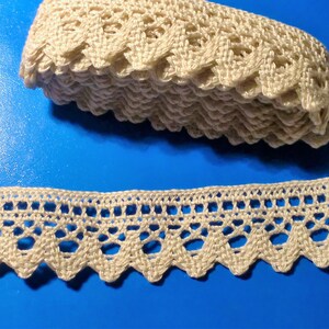 2,6 m Klöppelspitze, 3,3 cm, Hellbeige,  Vintage