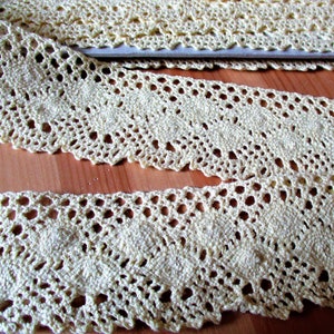 2 m buttergelbe Spitze, Ansatzspitze , 5 cm, Vintage, Baumwolle, Sommerkleider, Kinderkleider